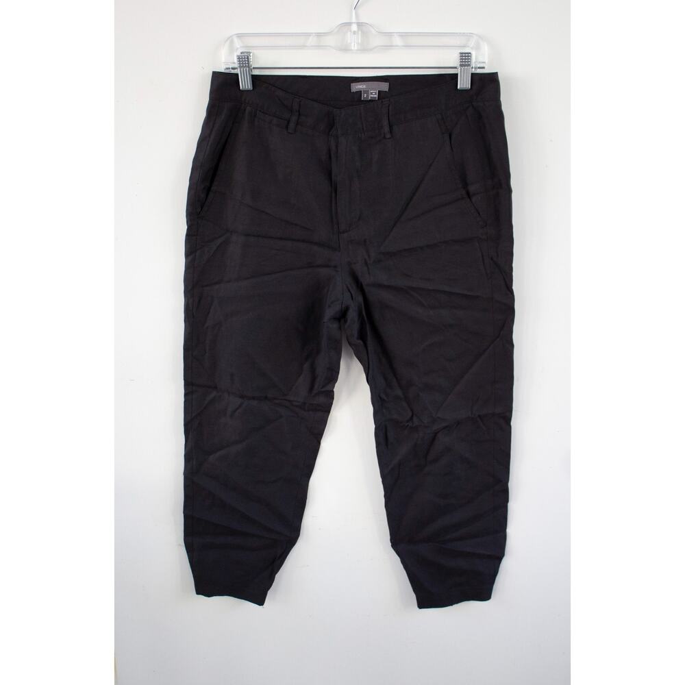 VINCE WOMEN SATIN‎ CAPRI TROUSER PANT BLACK SIZE 2